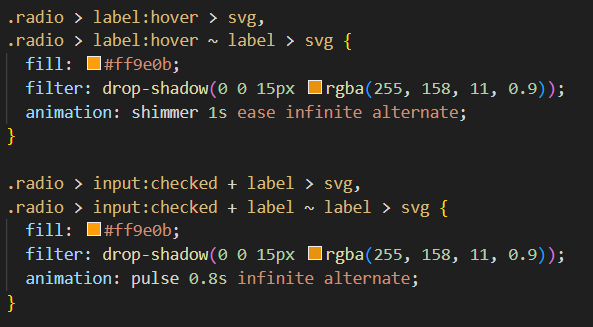 CSS styling for star rating